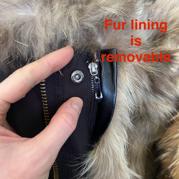 CONVERTIBLE 4 in 1 NATURAL FUR BLACK WATERPROOF PARKA WINTER COAT SIZE 8/10 - Picture 6 of 16